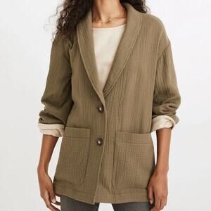 Madewell Lightspun Dorset Blazer Jacket Cardigan Olive Green Cotton Medium